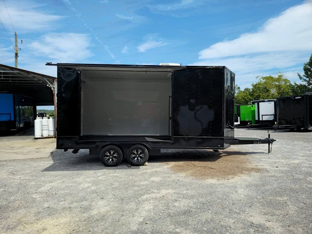 8.5' X 18' Black W Blackout Enclosed Marketing Trailer - Image 9