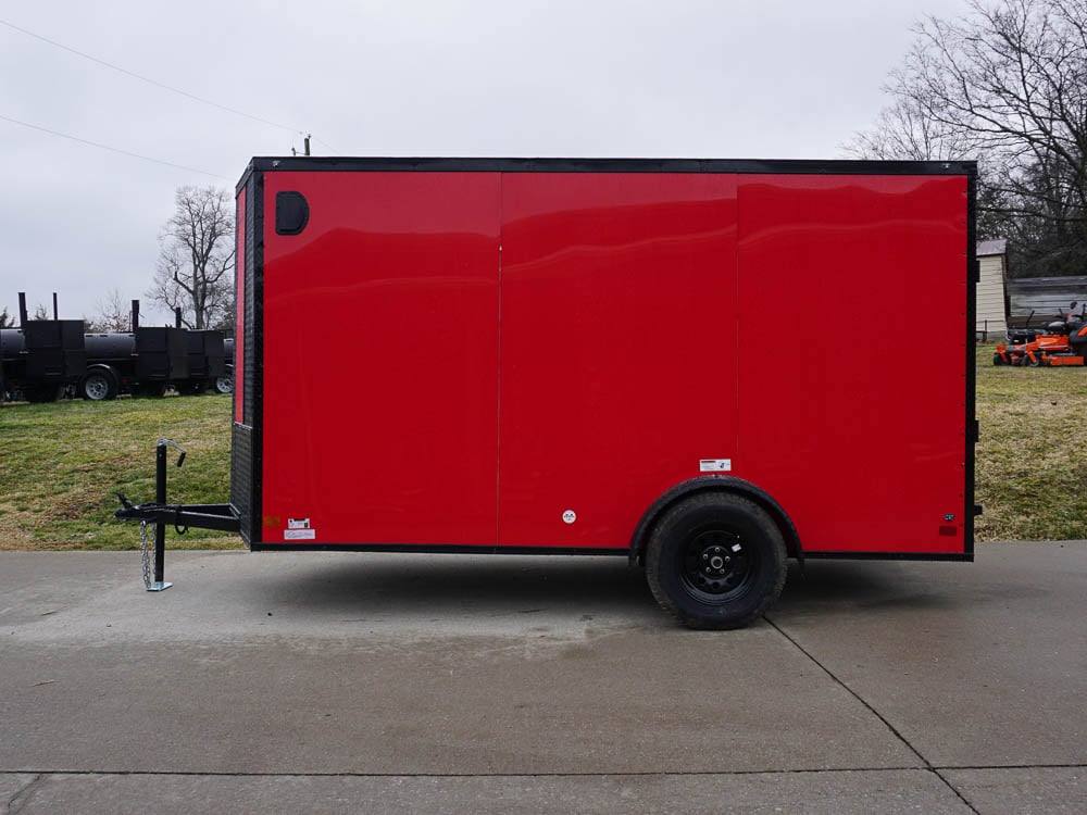 6x12 Enclosed Trailer Red V-Nose Blackout Package 3,500lb Axle Storage - Image 5
