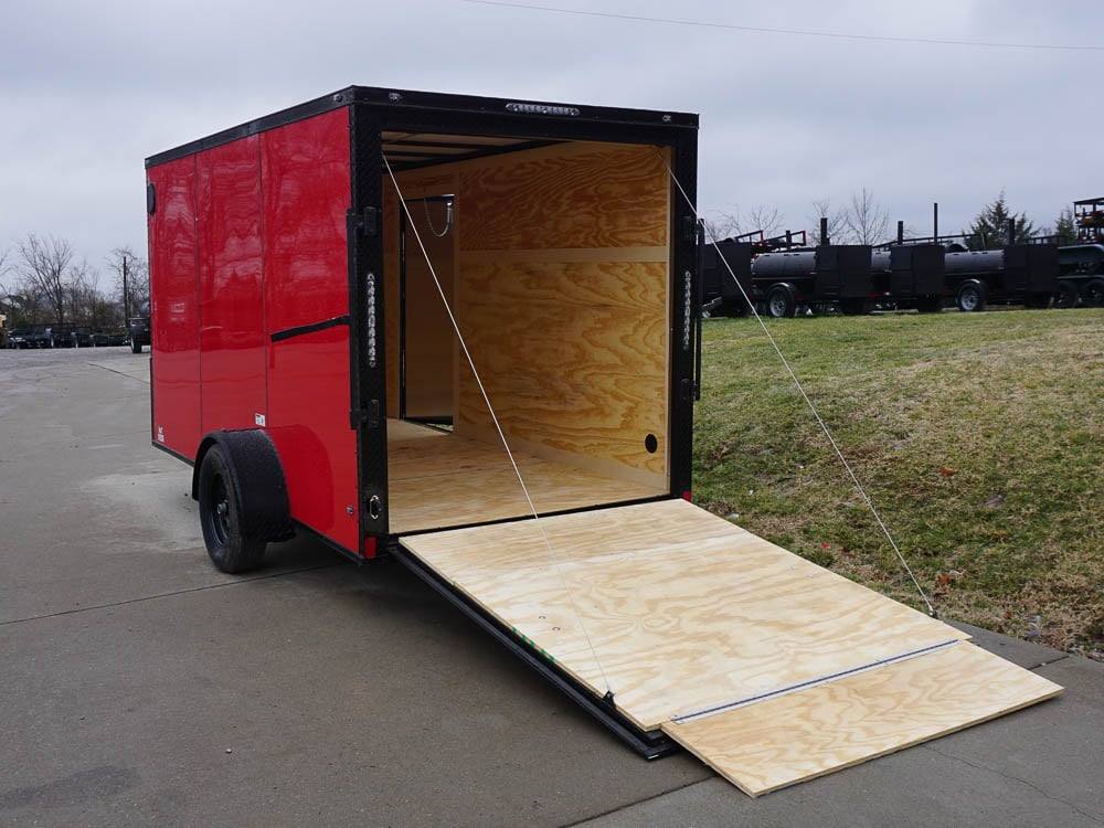 6x12 Enclosed Trailer Red V-Nose Blackout Package 3,500lb Axle Storage - Image 4