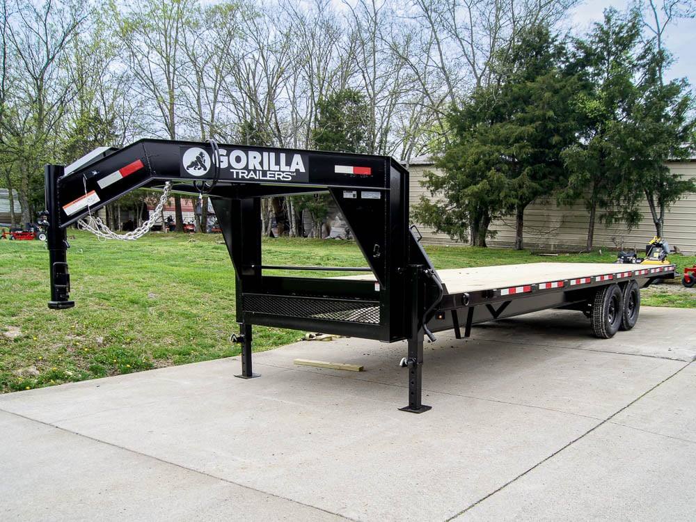 8.5x25 IBeam Gooseneck Straight Deckover Trailer (2) 7K Axles Slide Ramps 14K GVWR